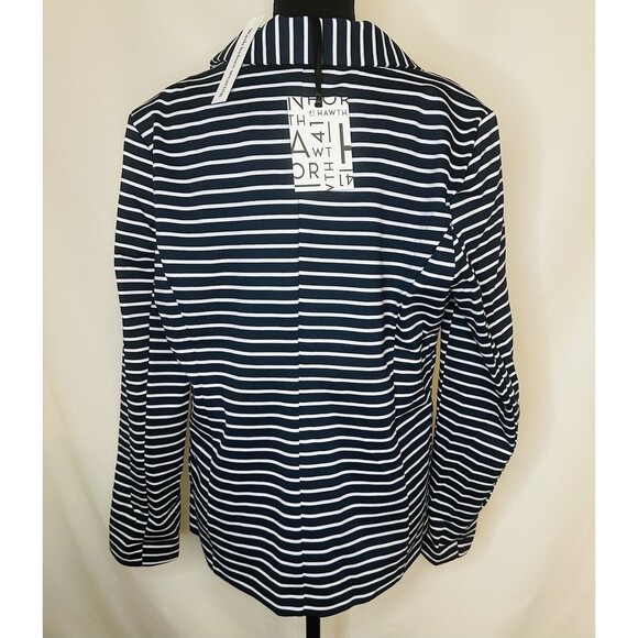 41Hawthorn Blue White Striped Single‎ Button Blazer Jacket Women's LARGE NWT - Picture 3 of 11